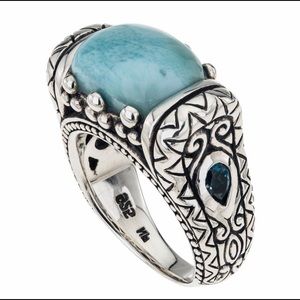 Sterling Silver Larimar East-West Ring-SZ 9
